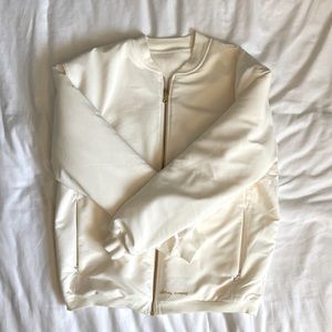 Whitney Simmons X Gymshark V2 white bomber jacket